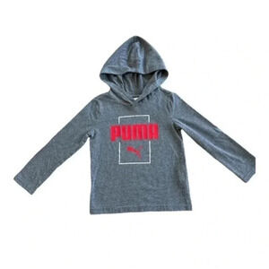Puma -little boys hooded long sleeve tee gray with red Logo size 3/4 yo